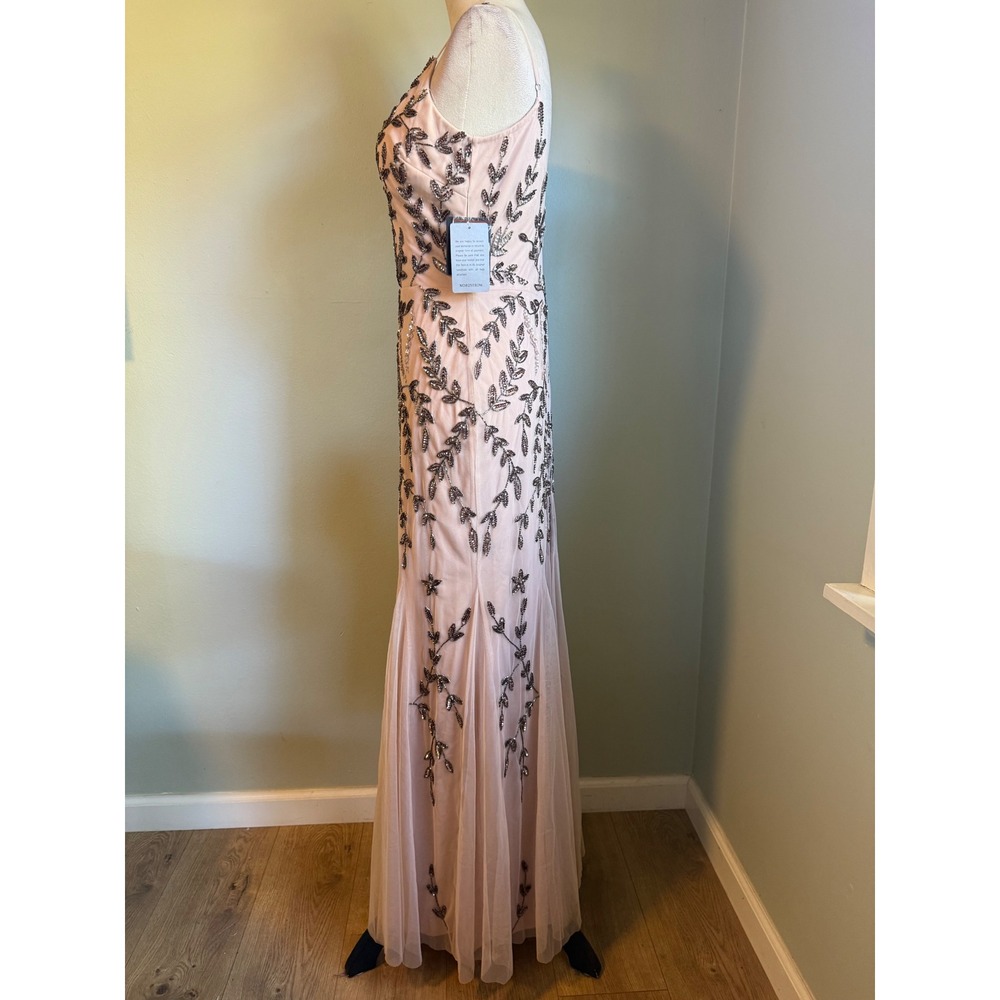 Marina Beaded Mesh Gown Blush Pink whimsi Sequin Formal Maxi Dress 10 NEW dainty - Picture 4 of 11